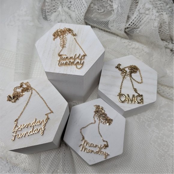 Jewelry - 4 Gold tone Necklaces Day of the Week Style